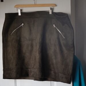 LOFT Dark Brown Pencil Skirt with Zipper Accents